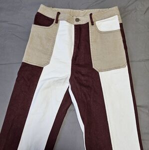 Cider medium brown white retro flare pants